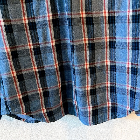 MADEWELL, Long-Sleeve Straight-Hem Button-Up, Blue Plaid, Flannel, Women's MED - Picture 6 of 10